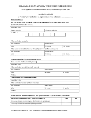 Polish Preschool Continuation Declaration