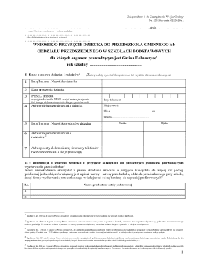 Polish Kindergarten Admission Application