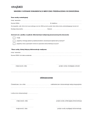 Medical Documentation Destruction Request Form