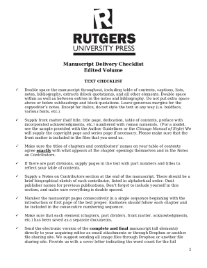 Manuscript Delivery Checklist