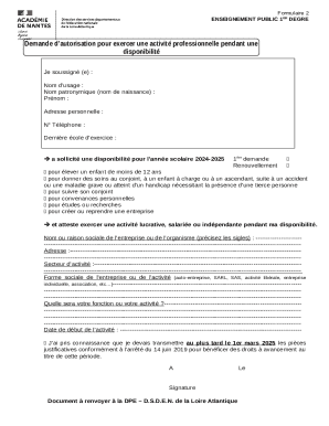 French Teacher Professional Activity Authorization Form