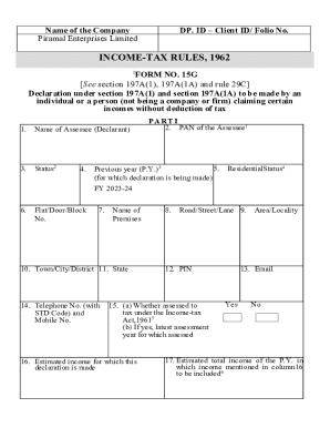Form 15G Declaration