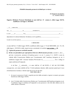 Italian Law 104/92 Paid Leave Request Form