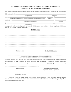 Italian Declaration of Substitution of Notoriety