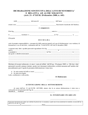 Italian Declaration of Substitution of Notoriety