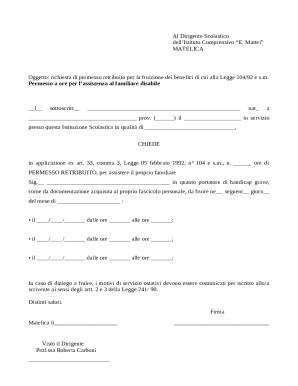 Italian Law 104/92 Leave Request Form