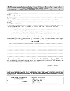 Italian Declaration of Substitution of Notoriety