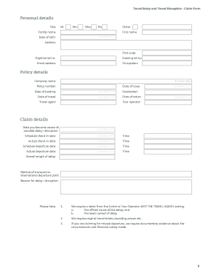Travel Delay and Disruption Claim Form