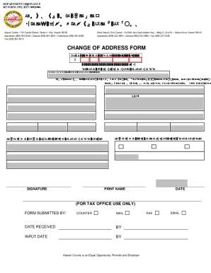 Hawaii Real Property Tax Change of Address Form