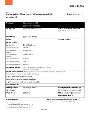 Construction Daily Report Form