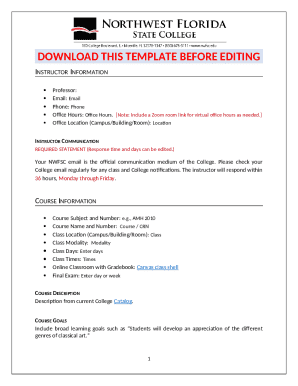 NWFSC Course Syllabus Template