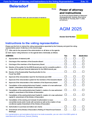 Power of Attorney for Beiersdorf AGM 2025