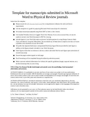 Physical Review Manuscript Template