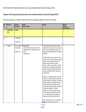 OECD Template 105: Nanomaterial Specific Surface Area and Skeletal Density