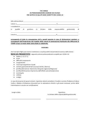 Italian School Health Absence Declaration