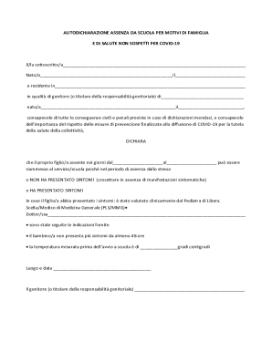 Italian School Absence Declaration Form