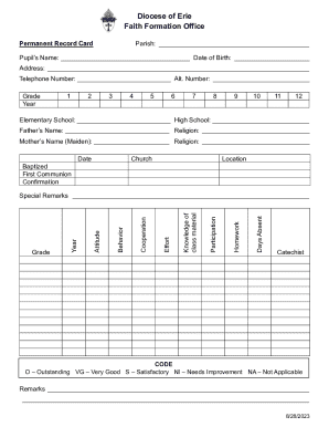 Permanent Record Card