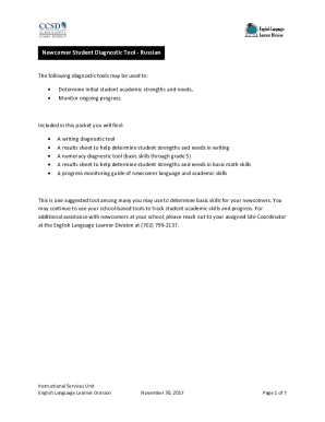 Newcomer Student Diagnostic Tool - Russian