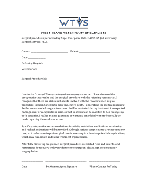 Veterinary Surgical Consent Form