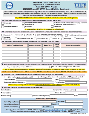 2024-2025 Project UP-START Student Eligibility Questionnaire
