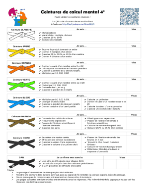 Mental Math Belt Test Form
