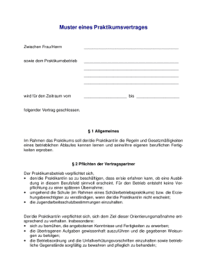 Praktikumsvertrag Template