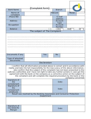 Bank Complaint Form