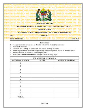 Pwani Form II Mock Examinations 2025