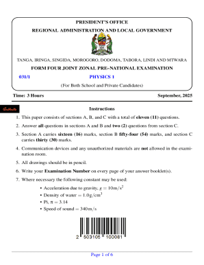 Tanzania Form Four Physics Exam
