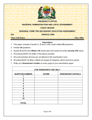 Pwani Form II Mock Examinations 2025