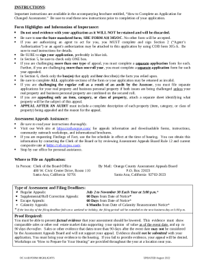 California Assessment Appeal Application