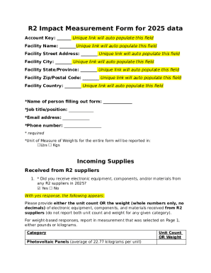 R2 Impact Measurement Form