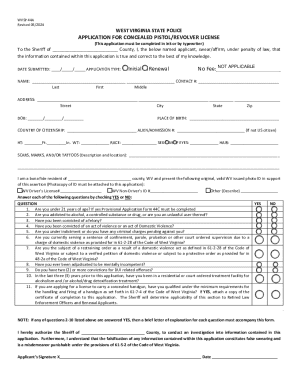 West Virginia Concealed Weapon Permit Application