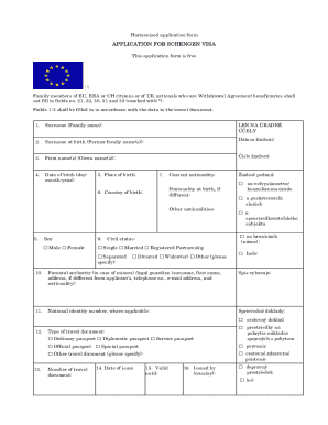 Schengen Visa Application Form