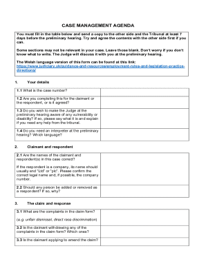 Employment Tribunal Case Management Form