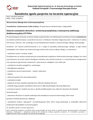 Medical Consent Form for Surgical Treatment