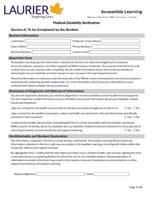 Medical Disability Verification Form