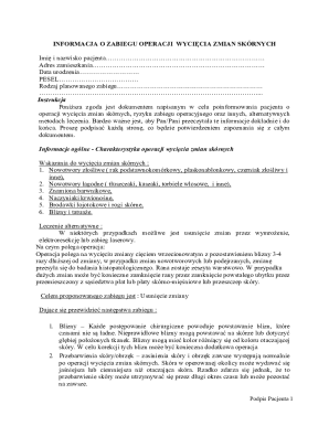 Medical Consent Form for Skin Lesion Removal