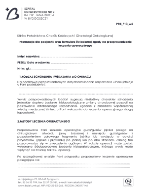 Medical Consent Form for Ovarian Surgery