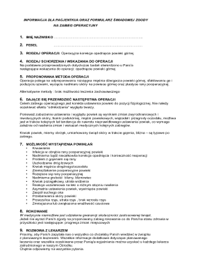 Polish Medical Consent Form for Eyelid Surgery