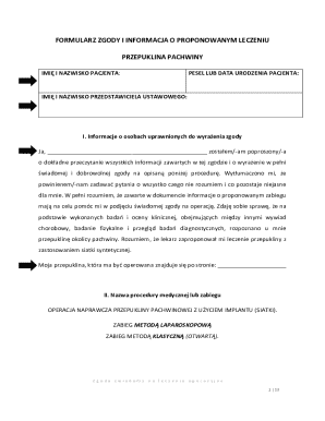 Medical Consent Form for Hernia Surgery