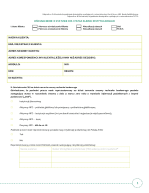 CRS and FATCA Client Status Declaration