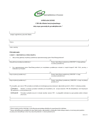 Polish CRS Tax Form for Institutional Clients