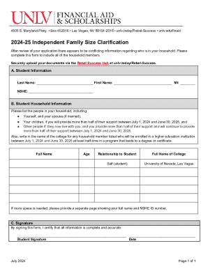 2024-25 Independent Family Size Clarification Form