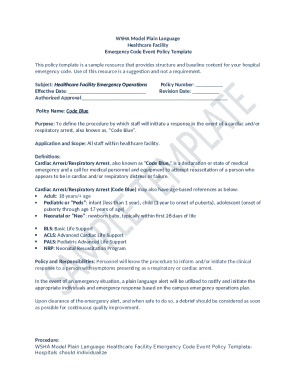 Healthcare Facility Emergency Code Event Policy Template