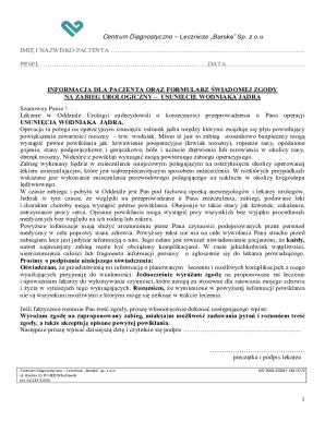 Medical Consent Form for Hydrocele Removal