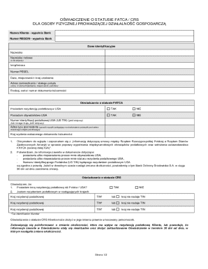 FATCA CRS Status Declaration Form