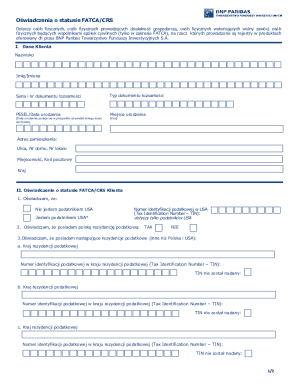 FATCA/CRS Tax Status Declaration