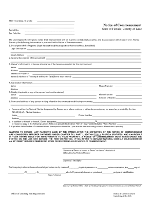 Florida Notice of Commencement Form