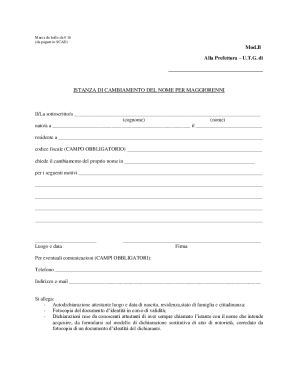 Italy Name Change Request Form